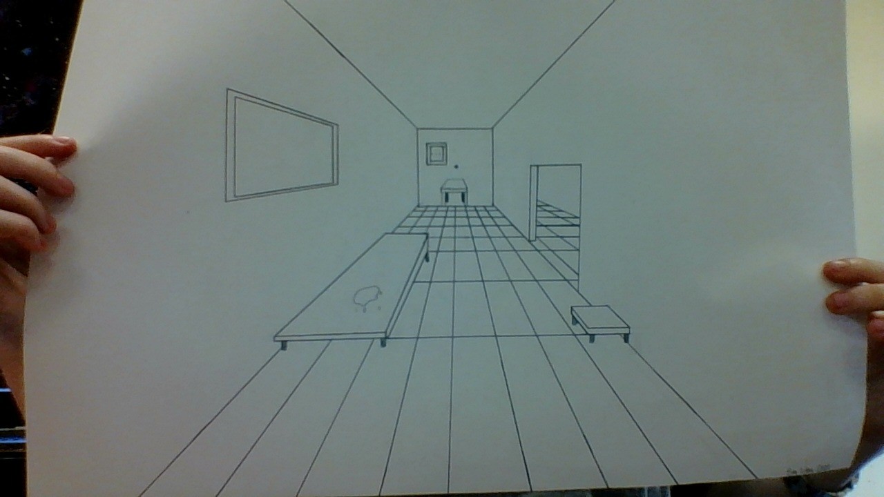Final One Point Perspective Drawing for Art