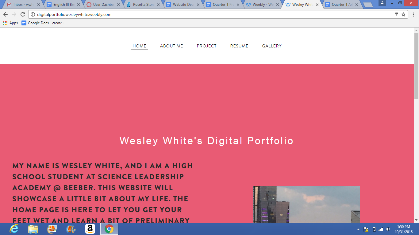 Home Page of Digital Portfolio