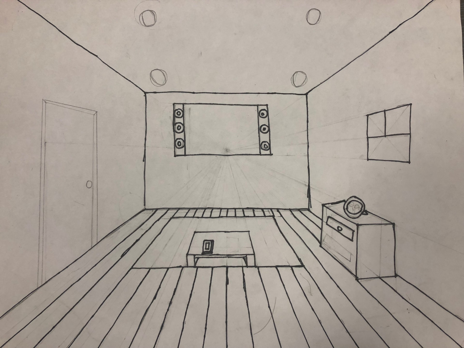 Рисунок комнаты 7 класс легко. Рисование интерьера комнаты. Комната в перспективе. Комната для рисования. Комната карандашом.