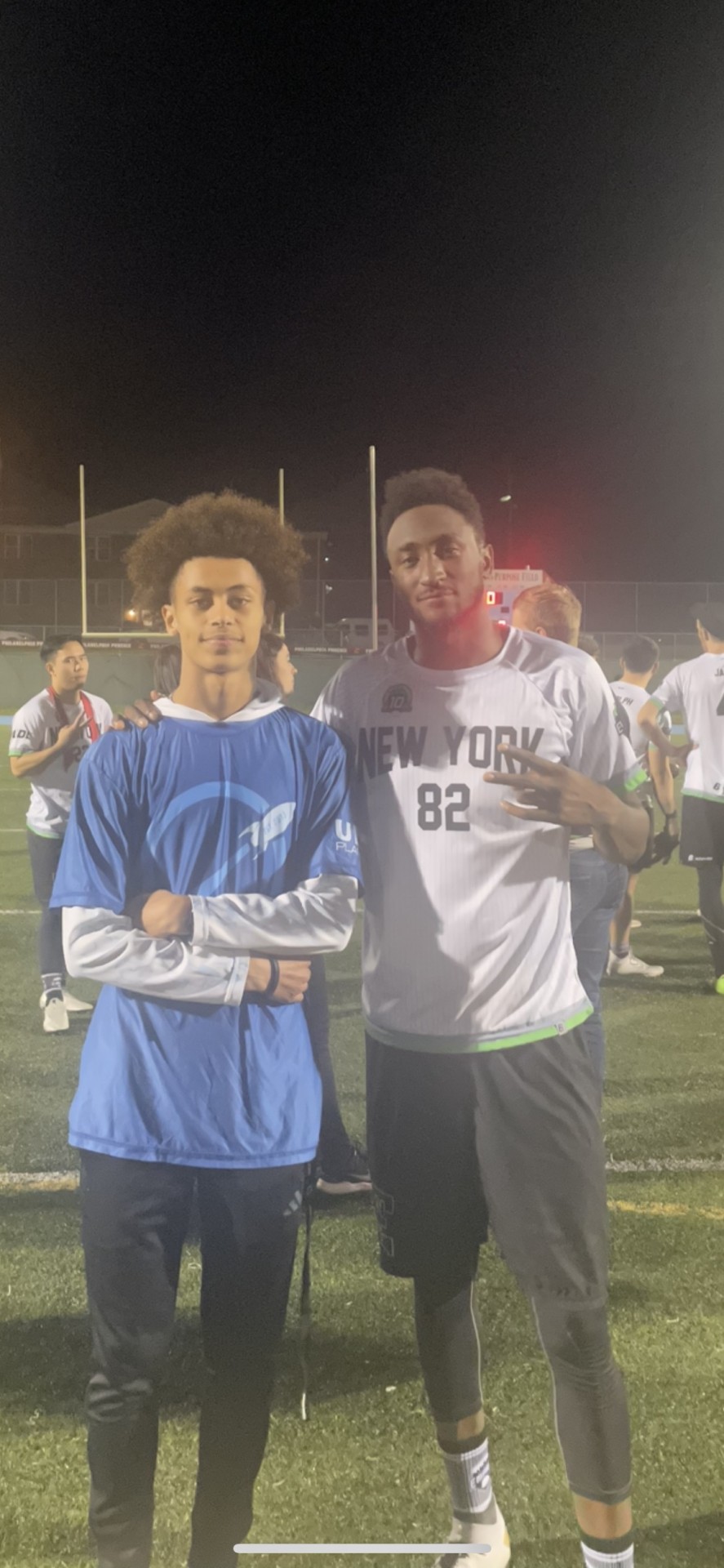 Me meeting Marques Brownlee during a Philadelphia Phoenix Game.I played during the half with and against other Philadelphia High school captains